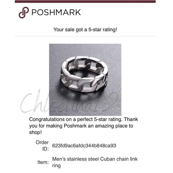 Men’s stainless steel Cuban chain link ring - Picture 7 of 7